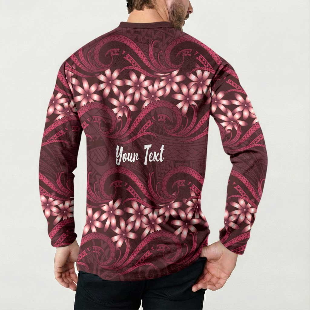 Personalised Cook Islands Mangaia Button Sweatshirt Tiare Maori Polynesian Waves Tattoo LT14 - Polynesian Pride