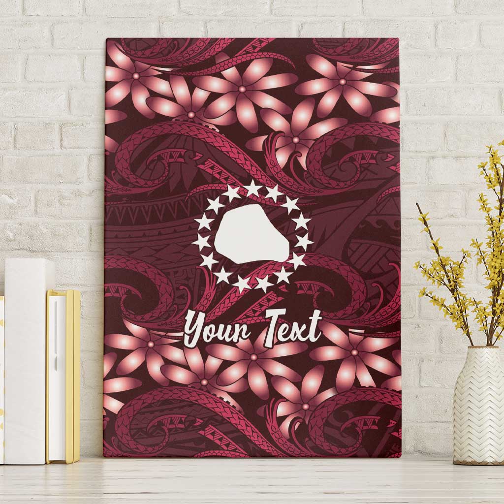 Personalised Cook Islands Mangaia Canvas Wall Art Tiare Maori Polynesian Waves Tattoo LT14 Without Frame Burgundy - Polynesian Pride