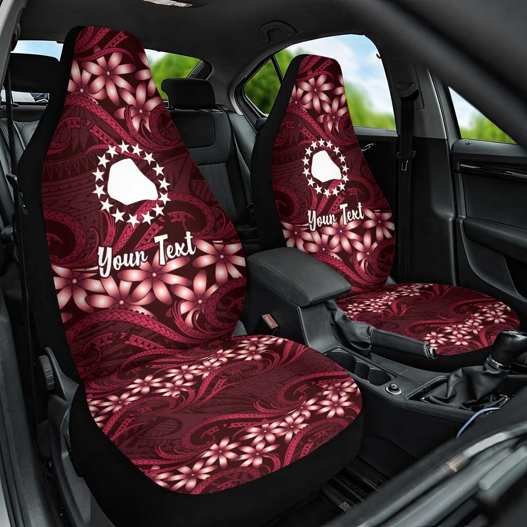 Personalised Cook Islands Mangaia Car Seat Cover Tiare Maori Polynesian Waves Tattoo LT14 One Size Burgundy - Polynesian Pride