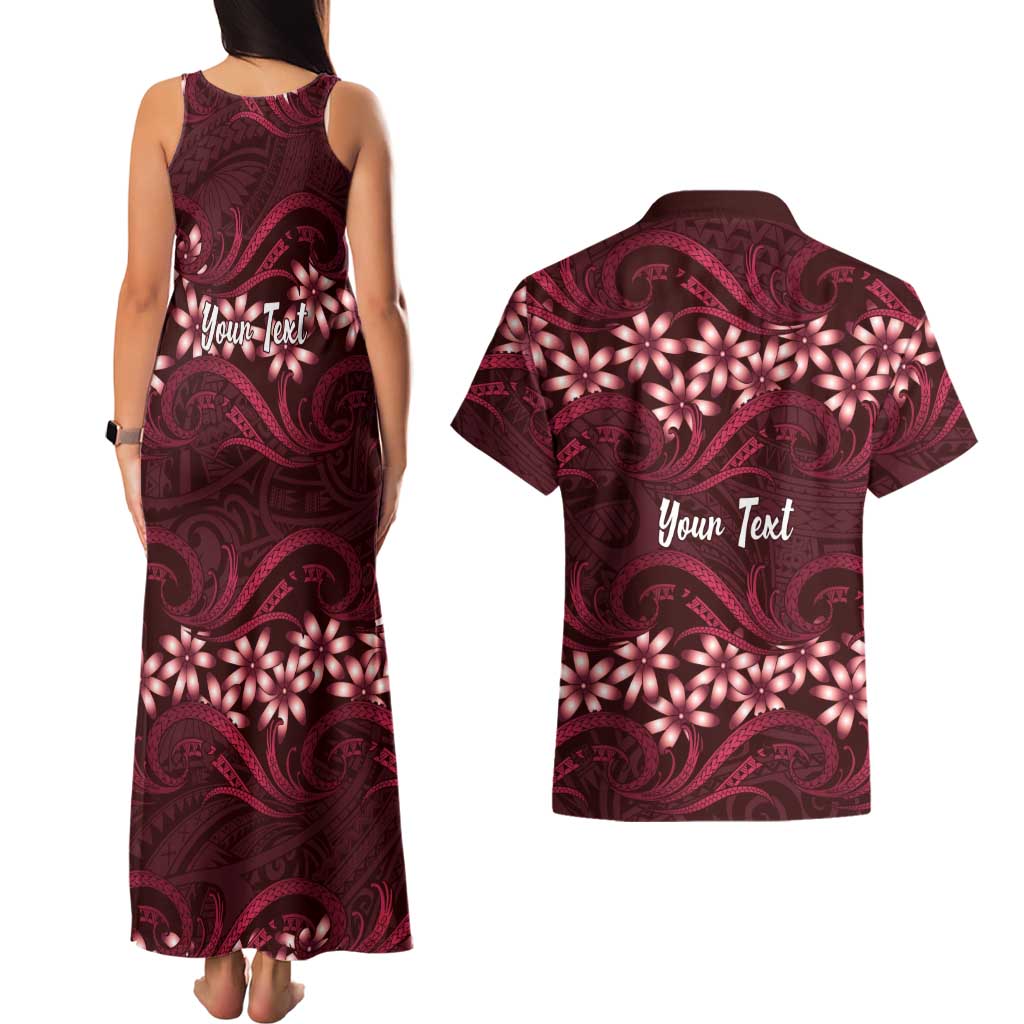Personalised Cook Islands Mangaia Couples Matching Tank Maxi Dress and Hawaiian Shirt Tiare Maori Polynesian Waves Tattoo