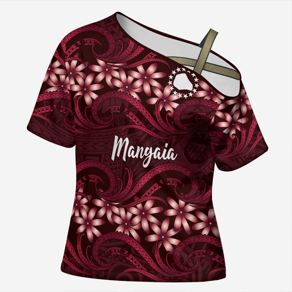 Personalised Cook Islands Mangaia Cross Shoulder Shirt Tiare Maori Polynesian Waves Tattoo