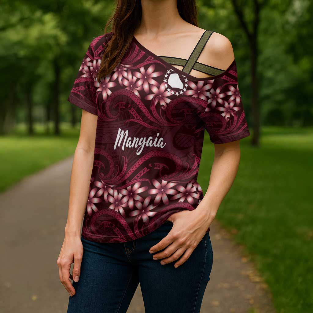 Personalised Cook Islands Mangaia Cross Shoulder Shirt Tiare Maori Polynesian Waves Tattoo LT14 - Polynesian Pride