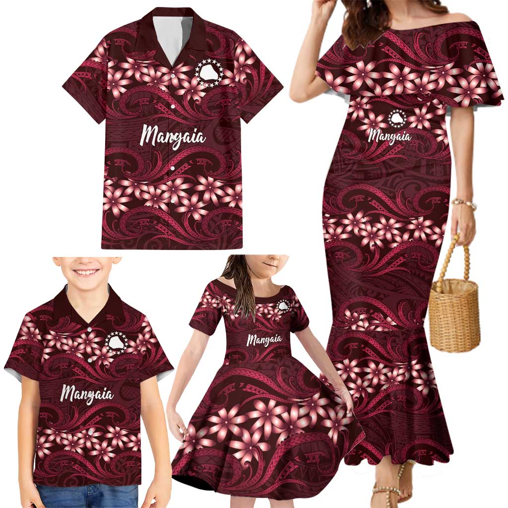 Personalised Cook Islands Mangaia Family Matching Mermaid Dress and Hawaiian Shirt Tiare Maori Polynesian Waves Tattoo LT14 - Polynesian Pride