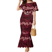 Personalised Cook Islands Mangaia Family Matching Mermaid Dress and Hawaiian Shirt Tiare Maori Polynesian Waves Tattoo