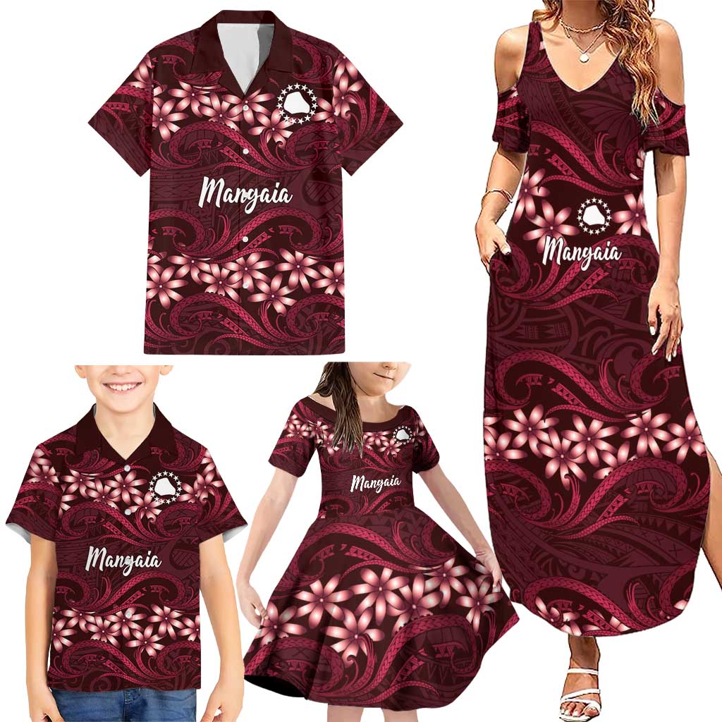 Personalised Cook Islands Mangaia Family Matching Summer Maxi Dress and Hawaiian Shirt Tiare Maori Polynesian Waves Tattoo