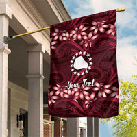 Personalised Cook Islands Mangaia Garden Flag Tiare Maori Polynesian Waves Tattoo LT14 House Flag Burgundy - Polynesian Pride