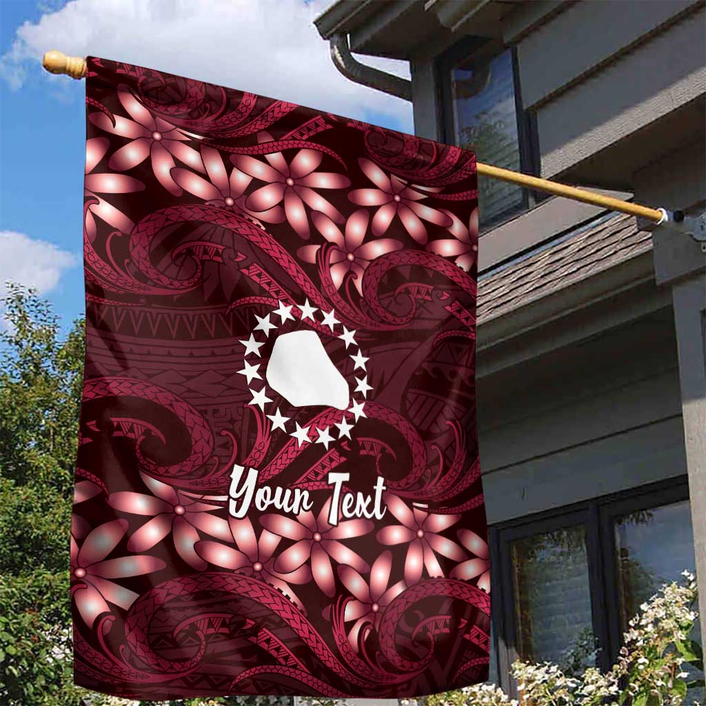 Personalised Cook Islands Mangaia Garden Flag Tiare Maori Polynesian Waves Tattoo LT14 - Polynesian Pride
