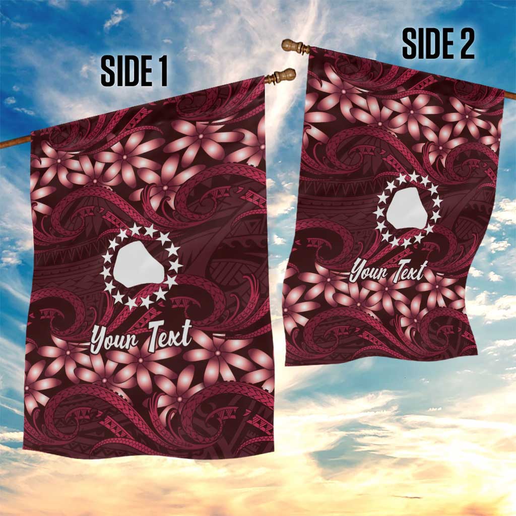 Personalised Cook Islands Mangaia Garden Flag Tiare Maori Polynesian Waves Tattoo LT14 - Polynesian Pride