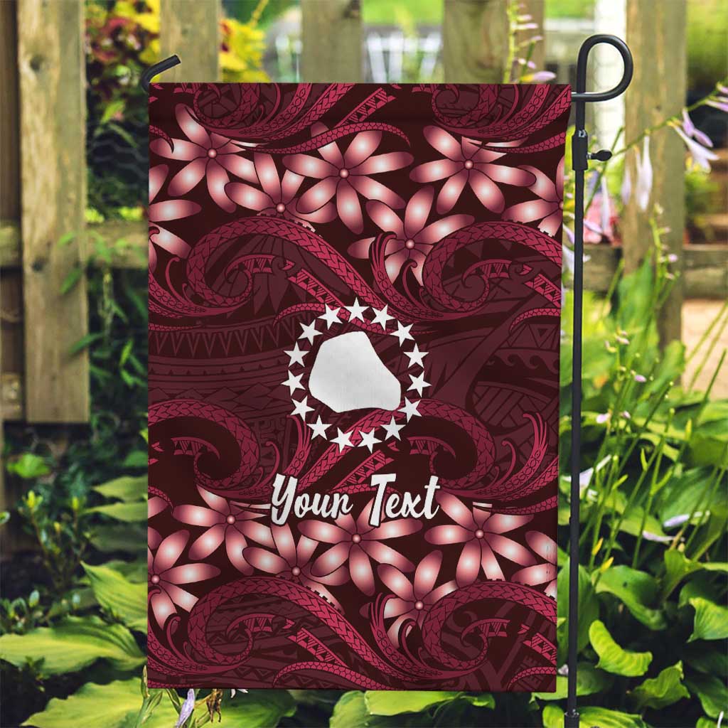 Personalised Cook Islands Mangaia Garden Flag Tiare Maori Polynesian Waves Tattoo LT14 Garden Flag Burgundy - Polynesian Pride