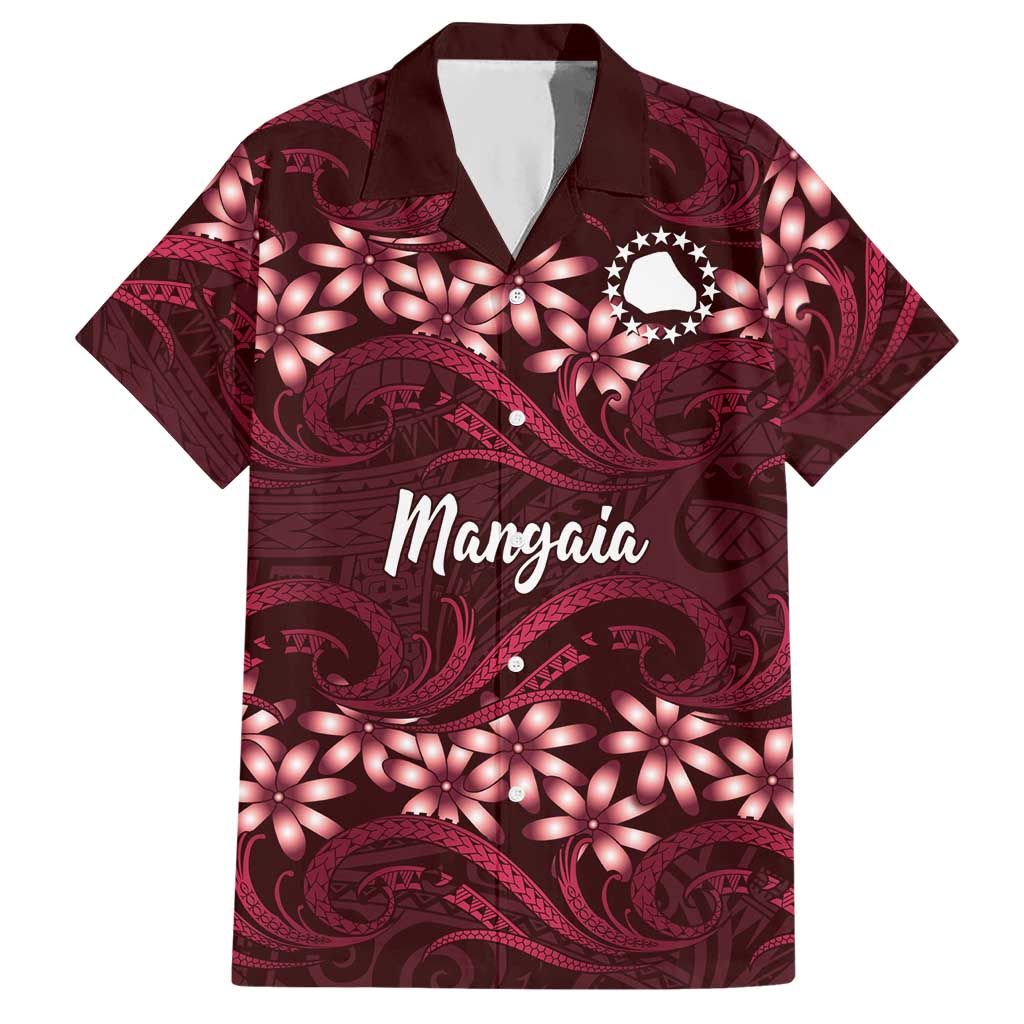 Personalised Cook Islands Mangaia Hawaiian Shirt Tiare Maori Polynesian Waves Tattoo