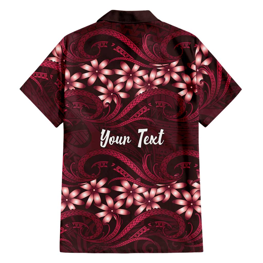 Personalised Cook Islands Mangaia Hawaiian Shirt Tiare Maori Polynesian Waves Tattoo