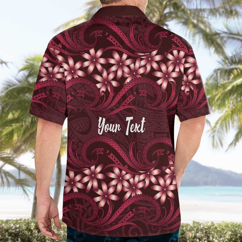 Personalised Cook Islands Mangaia Hawaiian Shirt Tiare Maori Polynesian Waves Tattoo
