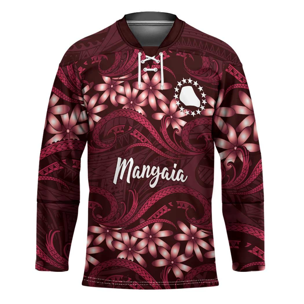 Personalised Cook Islands Mangaia Hockey Jersey Tiare Maori Polynesian Waves Tattoo