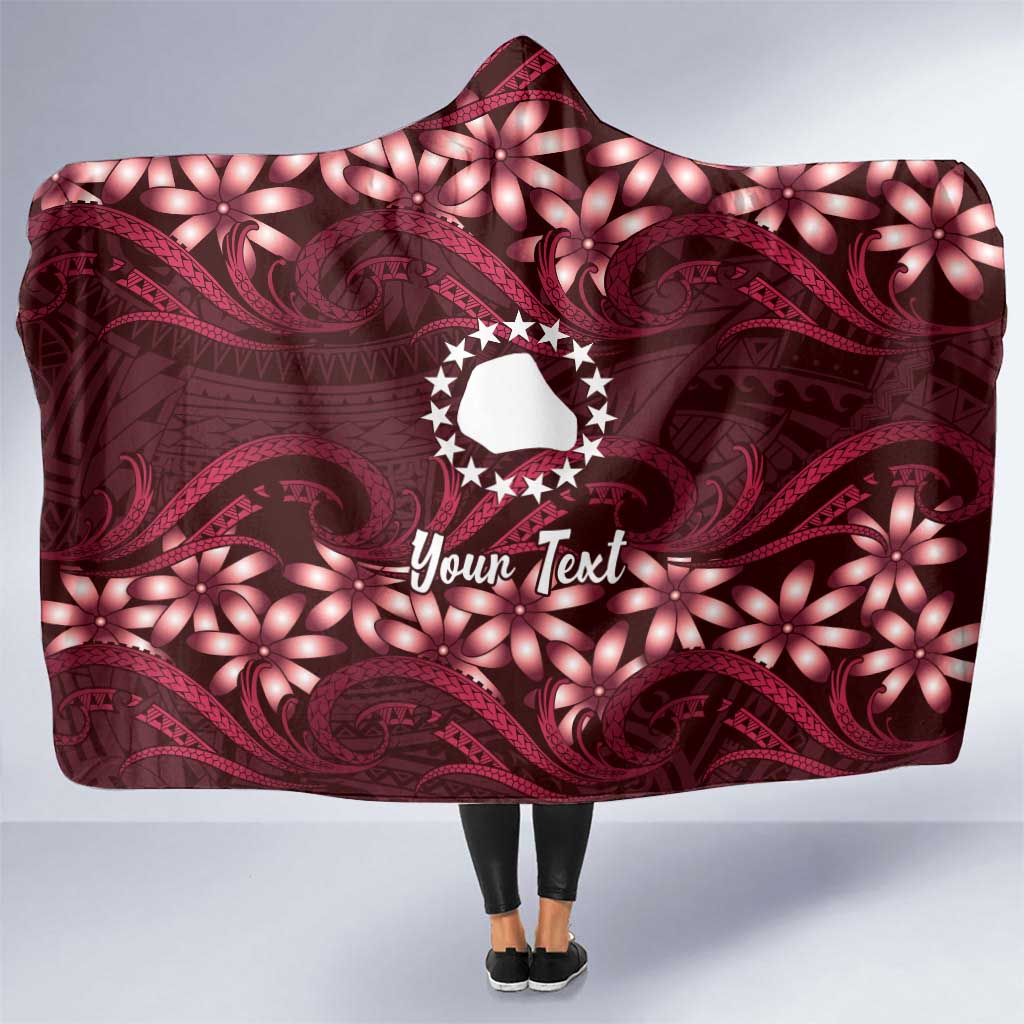 Personalised Cook Islands Mangaia Hooded Blanket Tiare Maori Polynesian Waves Tattoo LT14 One Size Burgundy - Polynesian Pride