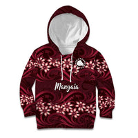 Personalised Cook Islands Mangaia Kid Hoodie Tiare Maori Polynesian Waves Tattoo LT14 Hoodie Burgundy - Polynesian Pride