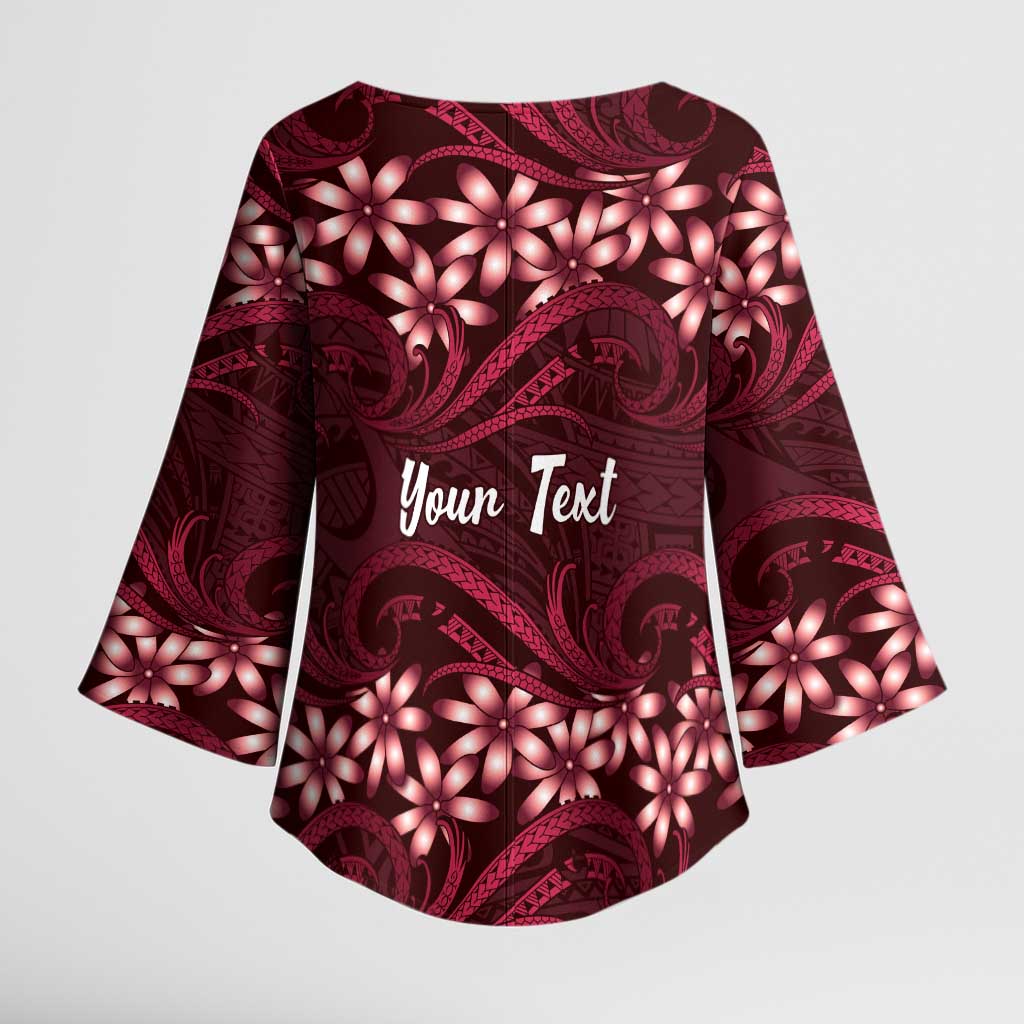 Personalised Cook Islands Mangaia Kimono Sleeve Blouse Tiare Maori Polynesian Waves Tattoo LT14 - Polynesian Pride