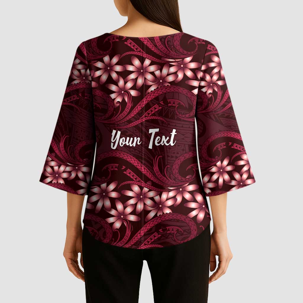 Personalised Cook Islands Mangaia Kimono Sleeve Blouse Tiare Maori Polynesian Waves Tattoo LT14 - Polynesian Pride