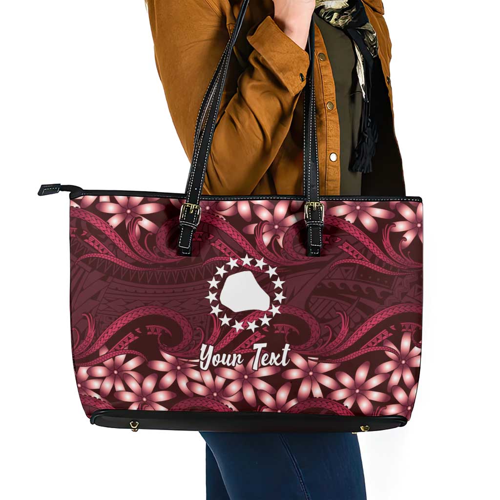 Personalised Cook Islands Mangaia Leather Tote Bag Tiare Maori Polynesian Waves Tattoo LT14 - Polynesian Pride