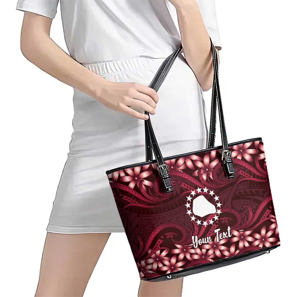 Personalised Cook Islands Mangaia Leather Tote Bag Tiare Maori Polynesian Waves Tattoo LT14 - Polynesian Pride