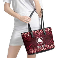 Personalised Cook Islands Mangaia Leather Tote Bag Tiare Maori Polynesian Waves Tattoo LT14 - Polynesian Pride