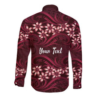 Personalised Cook Islands Mangaia Long Sleeve Button Shirt Tiare Maori Polynesian Waves Tattoo