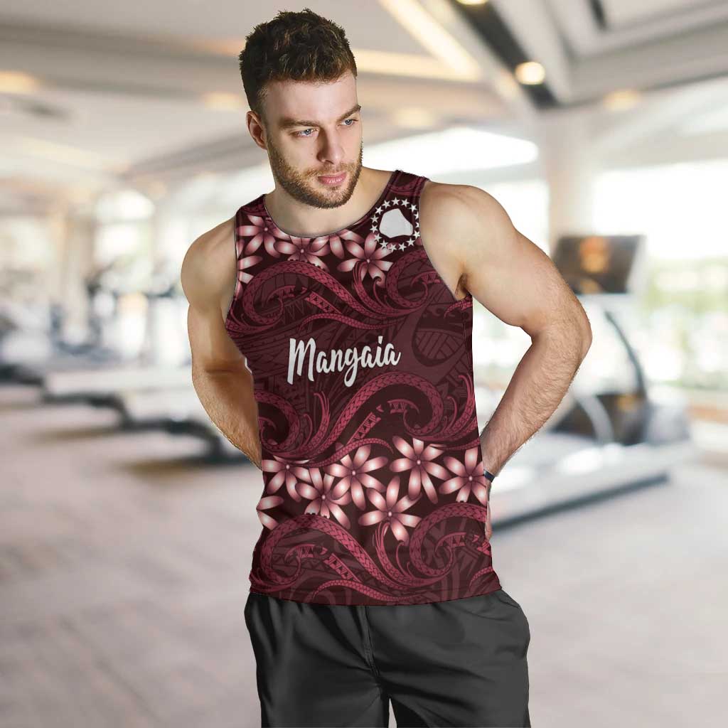 Personalised Cook Islands Mangaia Men Tank Top Tiare Maori Polynesian Waves Tattoo LT14 Burgundy - Polynesian Pride