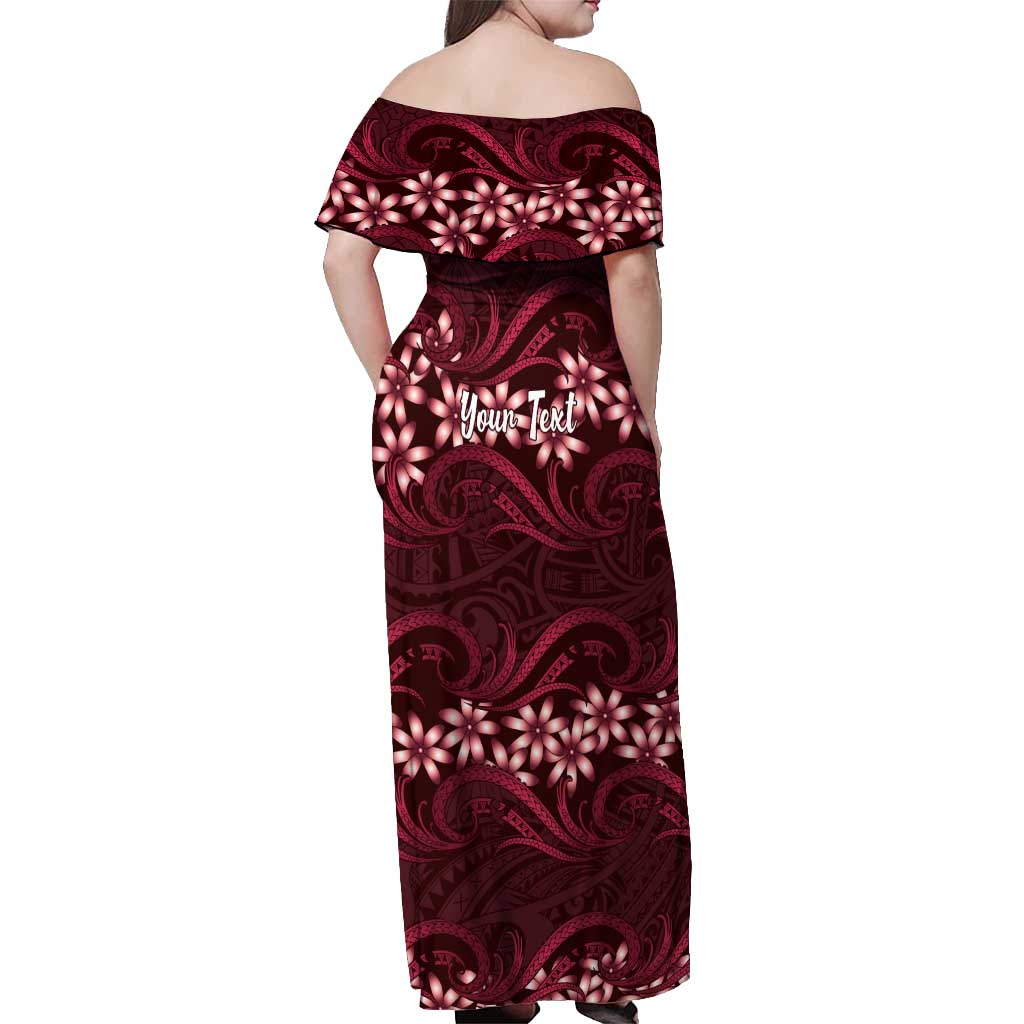 Personalised Cook Islands Mangaia Off Shoulder Maxi Dress Tiare Maori Polynesian Waves Tattoo LT14 - Polynesian Pride