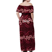 Personalised Cook Islands Mangaia Off Shoulder Maxi Dress Tiare Maori Polynesian Waves Tattoo LT14 - Polynesian Pride