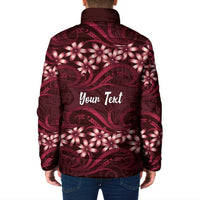 Personalised Cook Islands Mangaia Padded Jacket Tiare Maori Polynesian Waves Tattoo