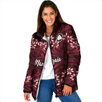 Personalised Cook Islands Mangaia Padded Jacket Tiare Maori Polynesian Waves Tattoo