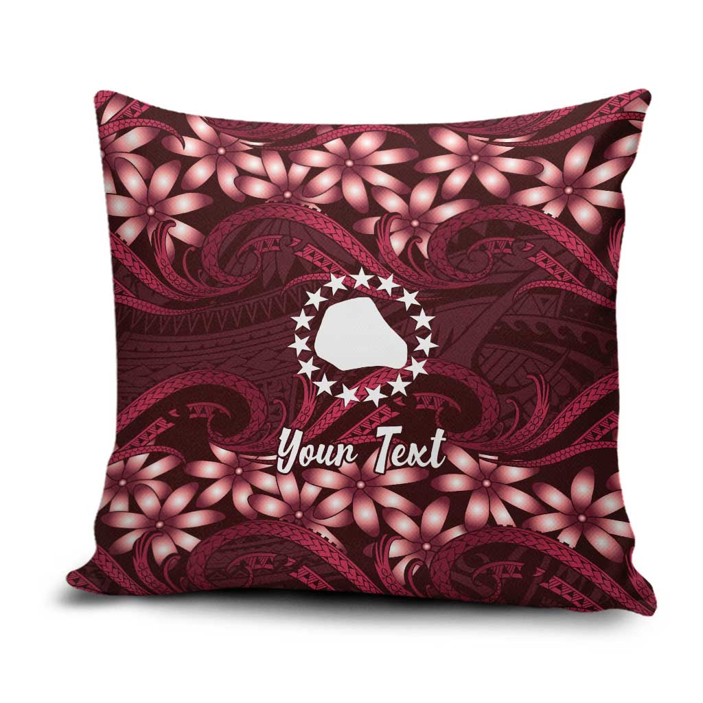 Personalised Cook Islands Mangaia Pillow Cover Tiare Maori Polynesian Waves Tattoo
