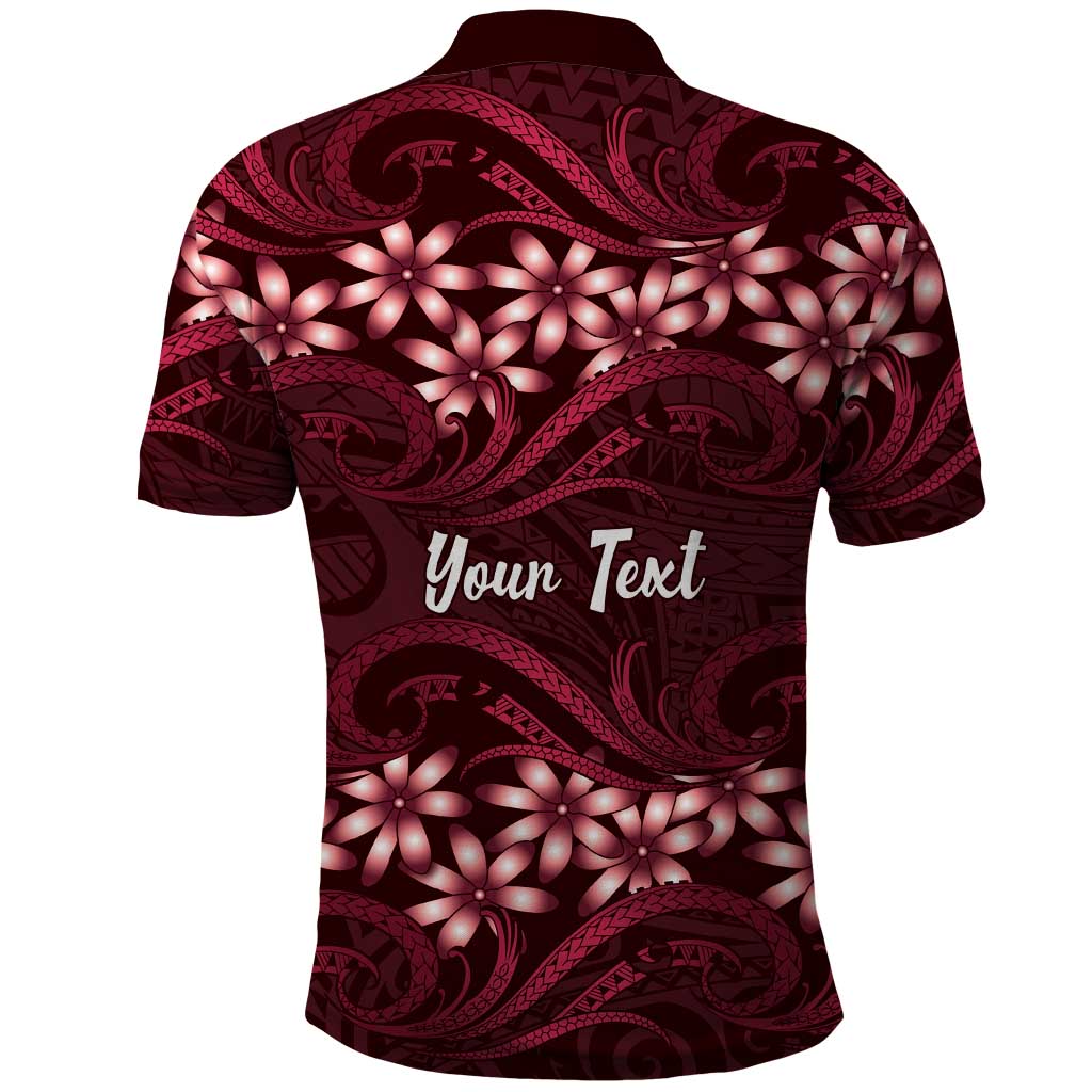 Personalised Cook Islands Mangaia Polo Shirt Tiare Maori Polynesian Waves Tattoo LT14 - Polynesian Pride