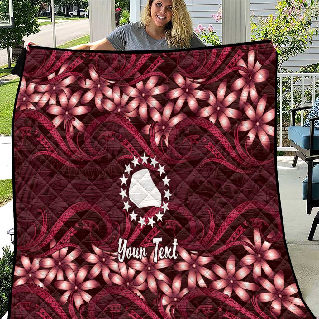 Personalised Cook Islands Mangaia Quilt Tiare Maori Polynesian Waves Tattoo LT14 Burgundy - Polynesian Pride