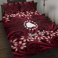 Personalised Cook Islands Mangaia Quilt Bed Set Tiare Maori Polynesian Waves Tattoo LT14 Burgundy - Polynesian Pride