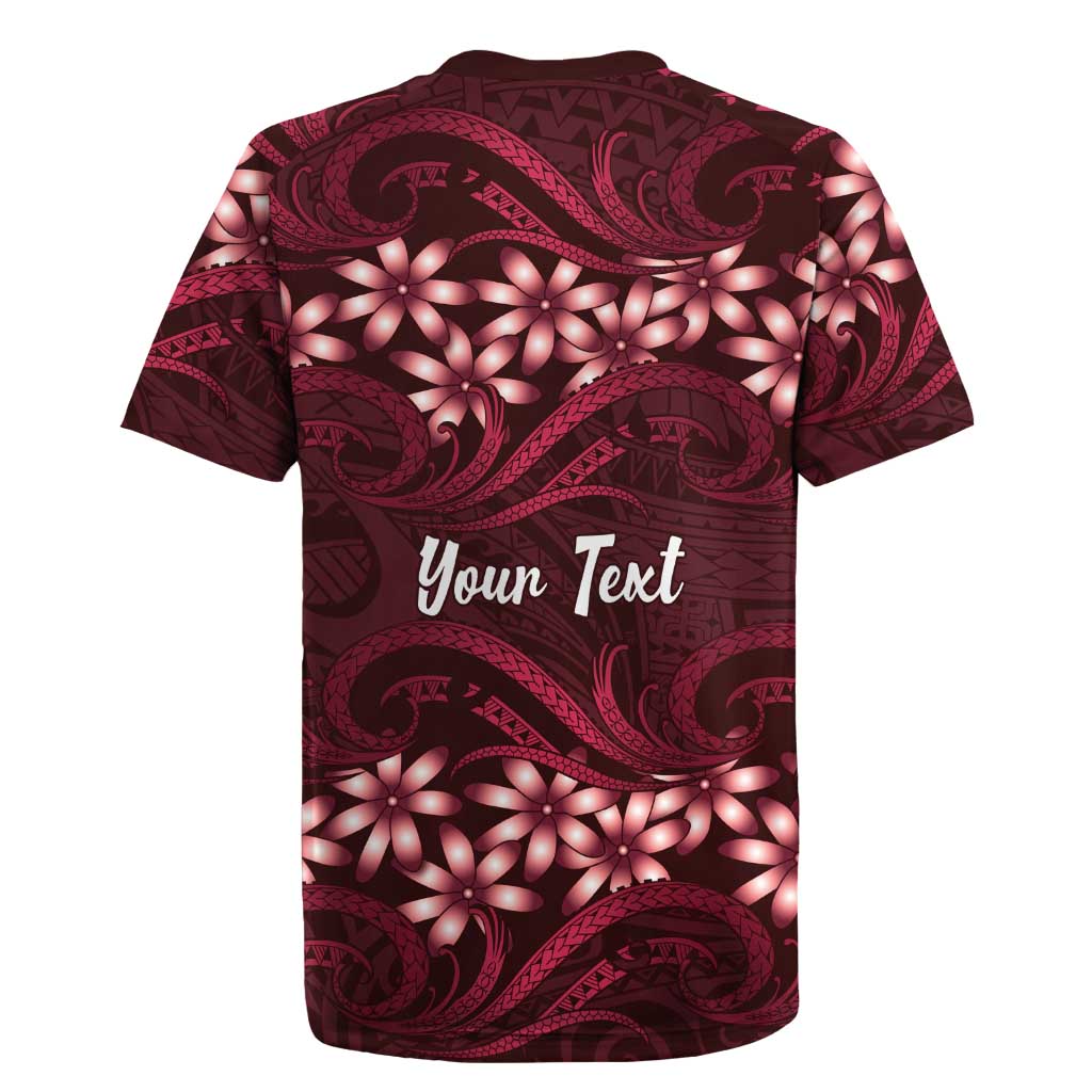 Personalised Cook Islands Mangaia Rugby Jersey Tiare Maori Polynesian Waves Tattoo LT14 - Polynesian Pride