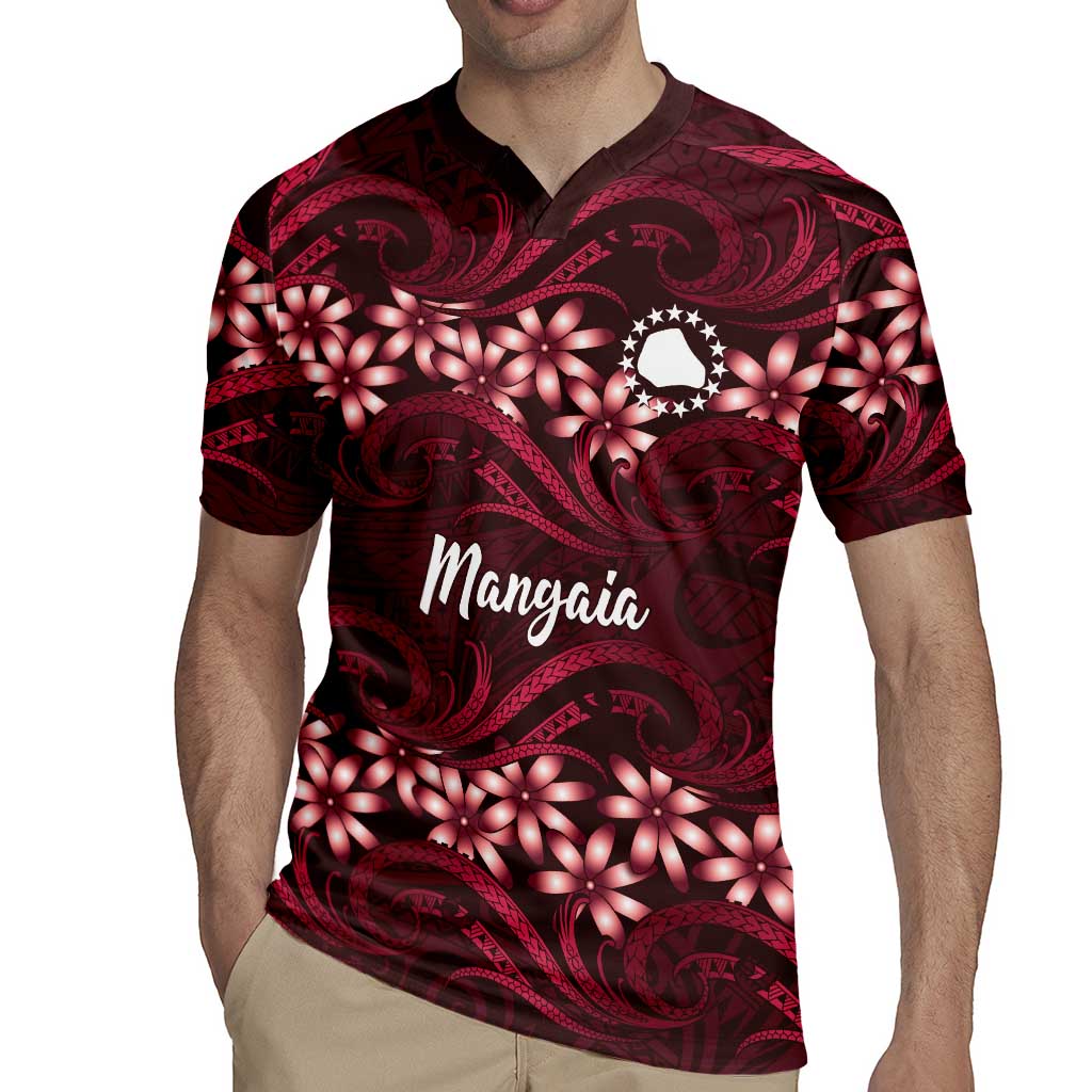Personalised Cook Islands Mangaia Rugby Jersey Tiare Maori Polynesian Waves Tattoo LT14 - Polynesian Pride