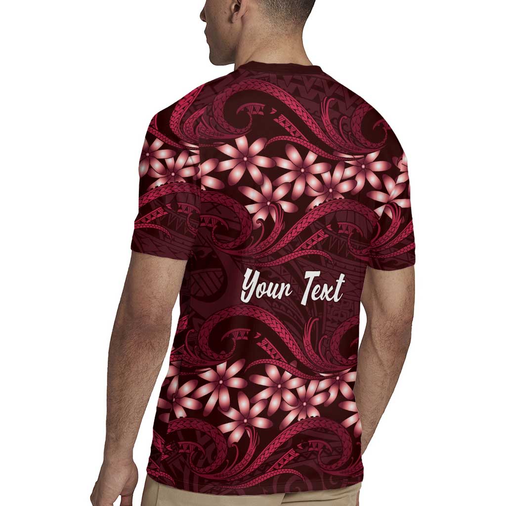 Personalised Cook Islands Mangaia Rugby Jersey Tiare Maori Polynesian Waves Tattoo LT14 - Polynesian Pride