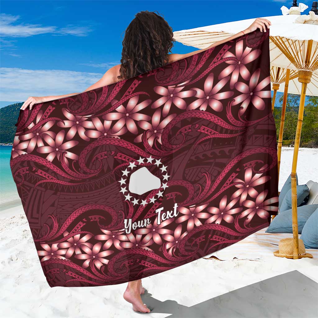 Personalised Cook Islands Mangaia Sarong Tiare Maori Polynesian Waves Tattoo LT14 One Size 44 x 66 inches Burgundy - Polynesian Pride