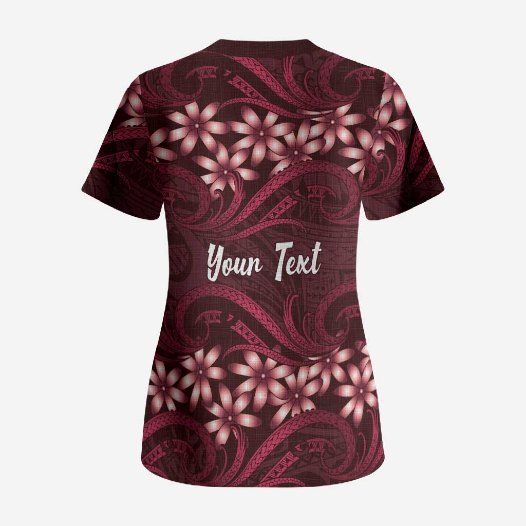 Personalised Cook Islands Mangaia Scrub Top Tiare Maori Polynesian Waves Tattoo LT14 - Polynesian Pride
