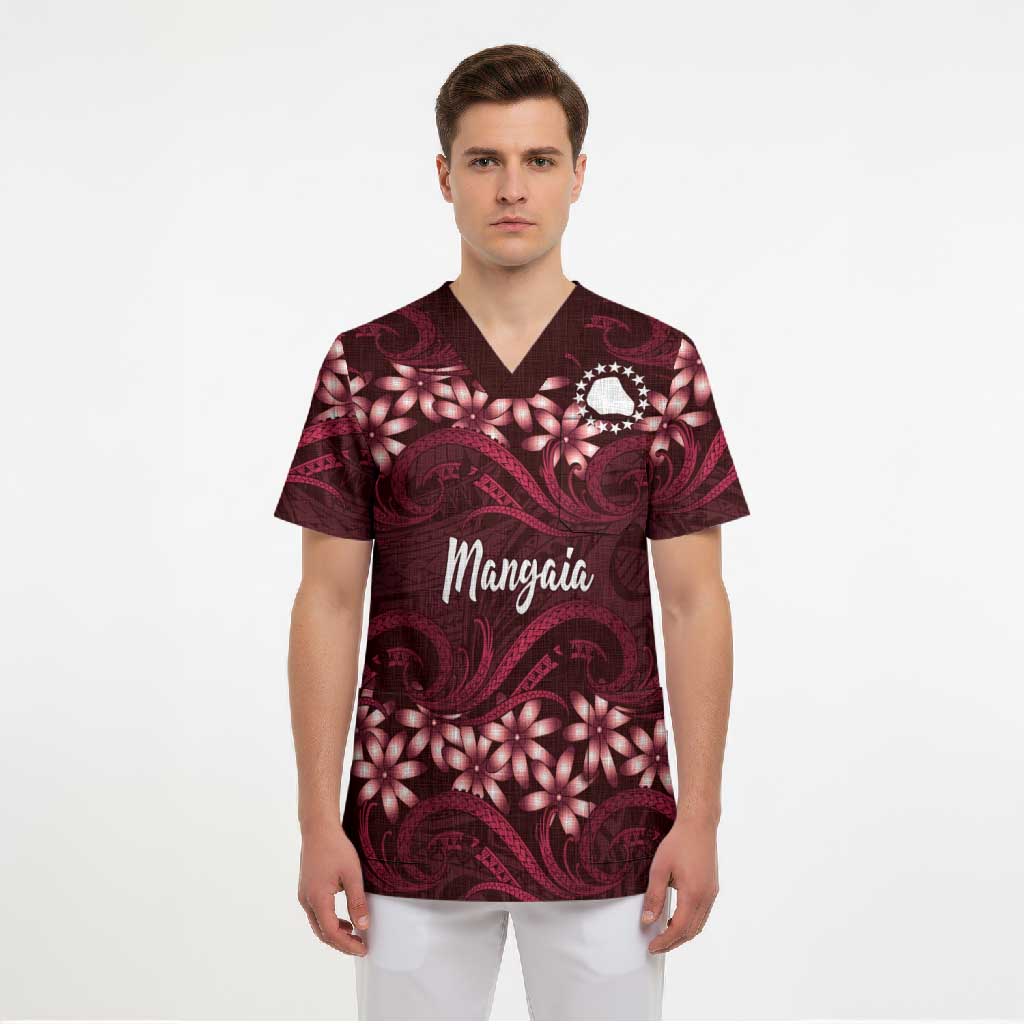 Personalised Cook Islands Mangaia Scrub Top Tiare Maori Polynesian Waves Tattoo LT14 - Polynesian Pride