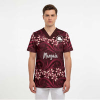 Personalised Cook Islands Mangaia Scrub Top Tiare Maori Polynesian Waves Tattoo LT14 - Polynesian Pride