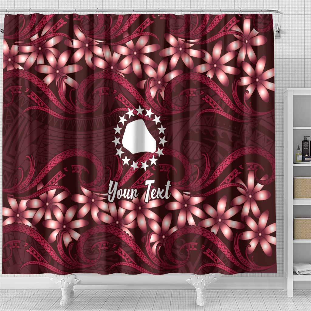 Personalised Cook Islands Mangaia Shower Curtain Tiare Maori Polynesian Waves Tattoo LT14 - Polynesian Pride