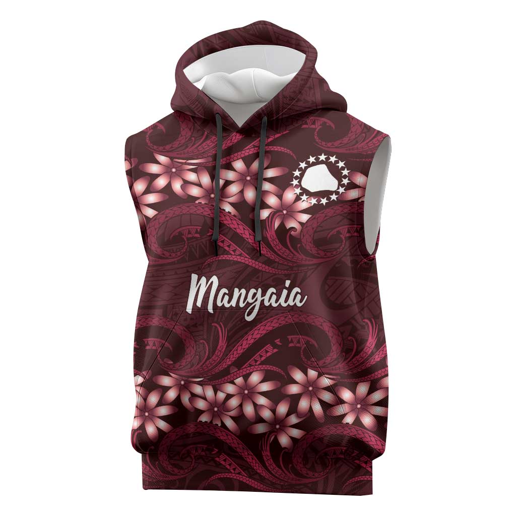 Personalised Cook Islands Mangaia Sleeveless Hoodie Tiare Maori Polynesian Waves Tattoo