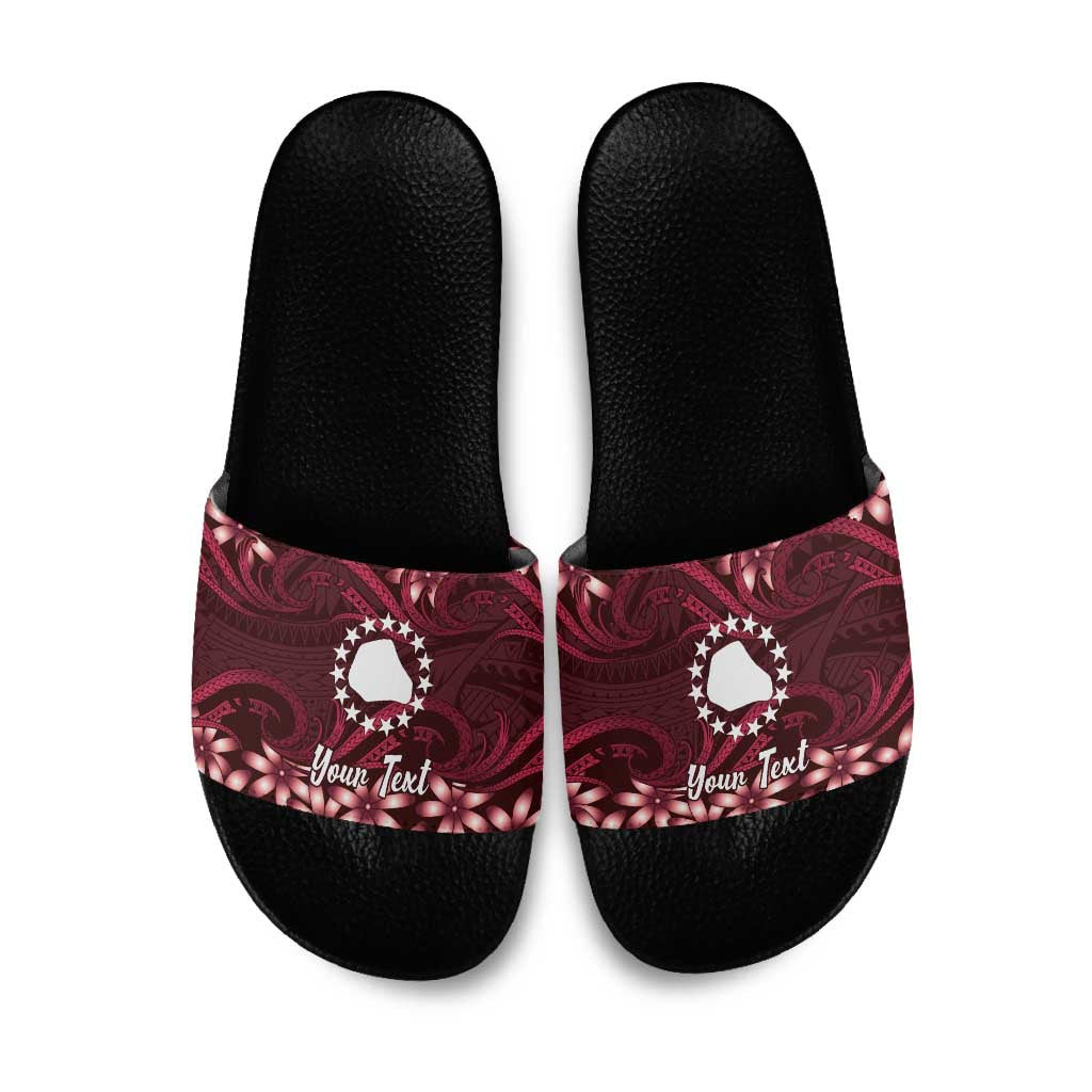 Personalised Cook Islands Mangaia Slide Sandals Tiare Maori Polynesian Waves Tattoo