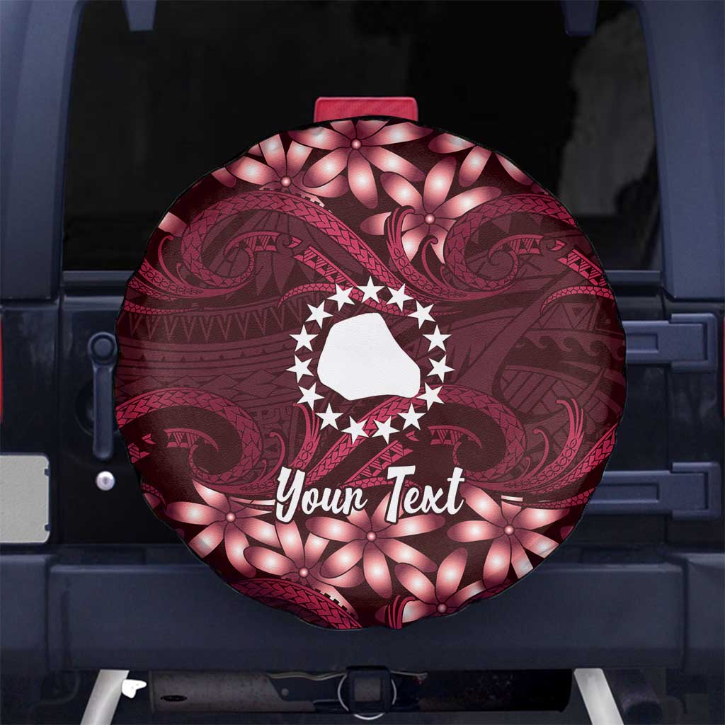 Personalised Cook Islands Mangaia Spare Tire Cover Tiare Maori Polynesian Waves Tattoo LT14 No hole Burgundy - Polynesian Pride