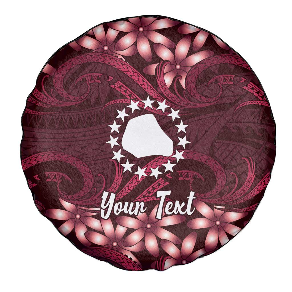 Personalised Cook Islands Mangaia Spare Tire Cover Tiare Maori Polynesian Waves Tattoo