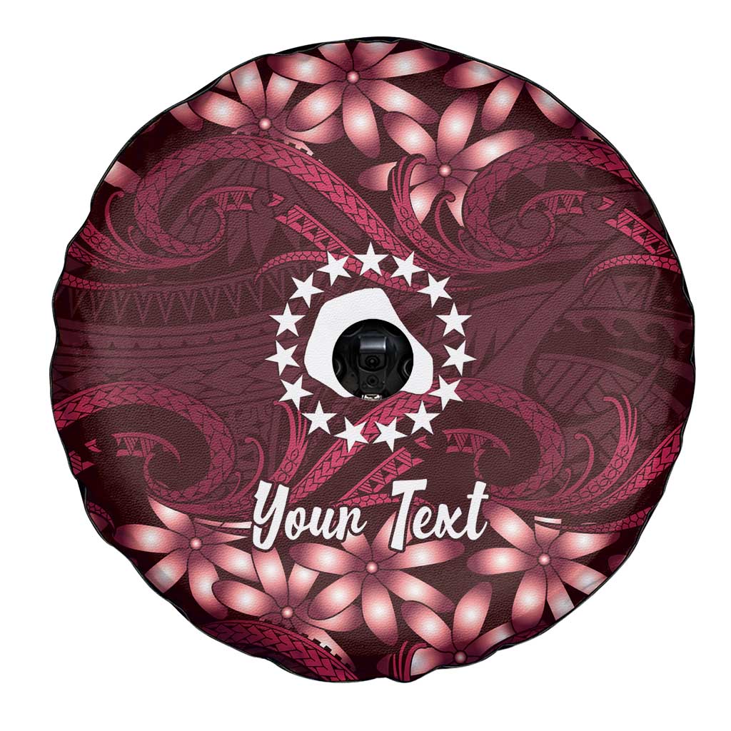Personalised Cook Islands Mangaia Spare Tire Cover Tiare Maori Polynesian Waves Tattoo