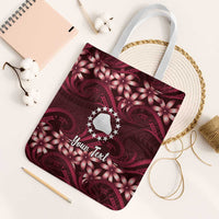 Personalised Cook Islands Mangaia Tote Bag Tiare Maori Polynesian Waves Tattoo LT14 White Strap One Size Burgundy - Polynesian Pride