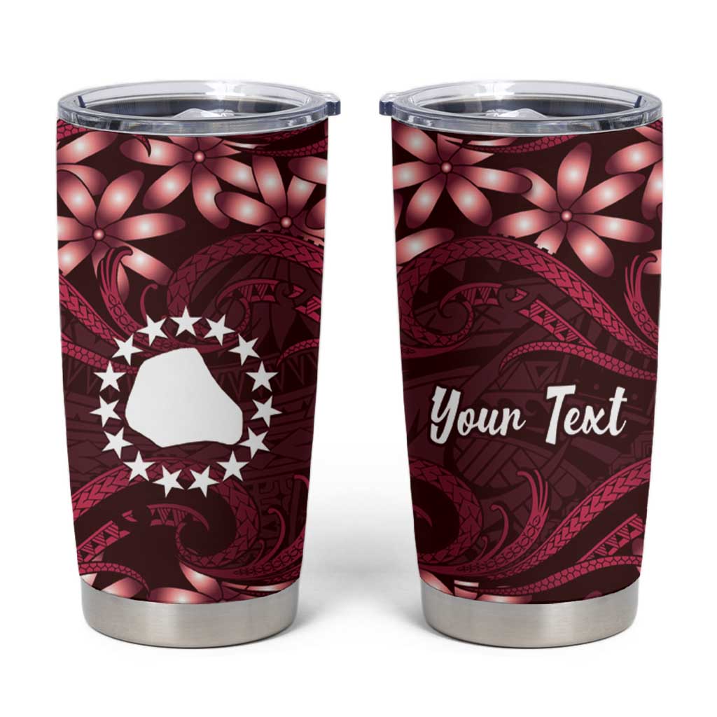 Personalised Cook Islands Mangaia Tumbler Cup Tiare Maori Polynesian Waves Tattoo LT14 Burgundy - Polynesian Pride