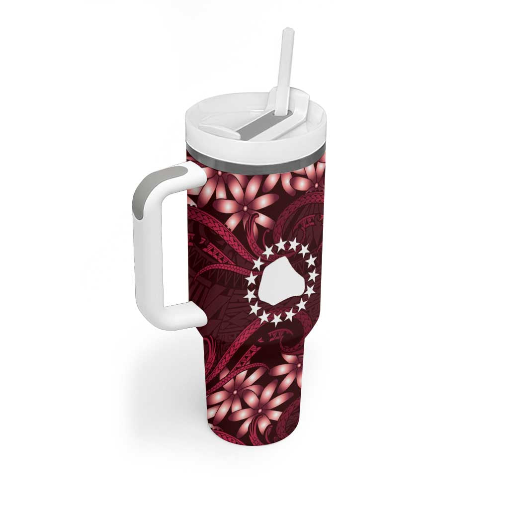 Personalised Cook Islands Mangaia Tumbler With Handle Tiare Maori Polynesian Waves Tattoo LT14 - Polynesian Pride